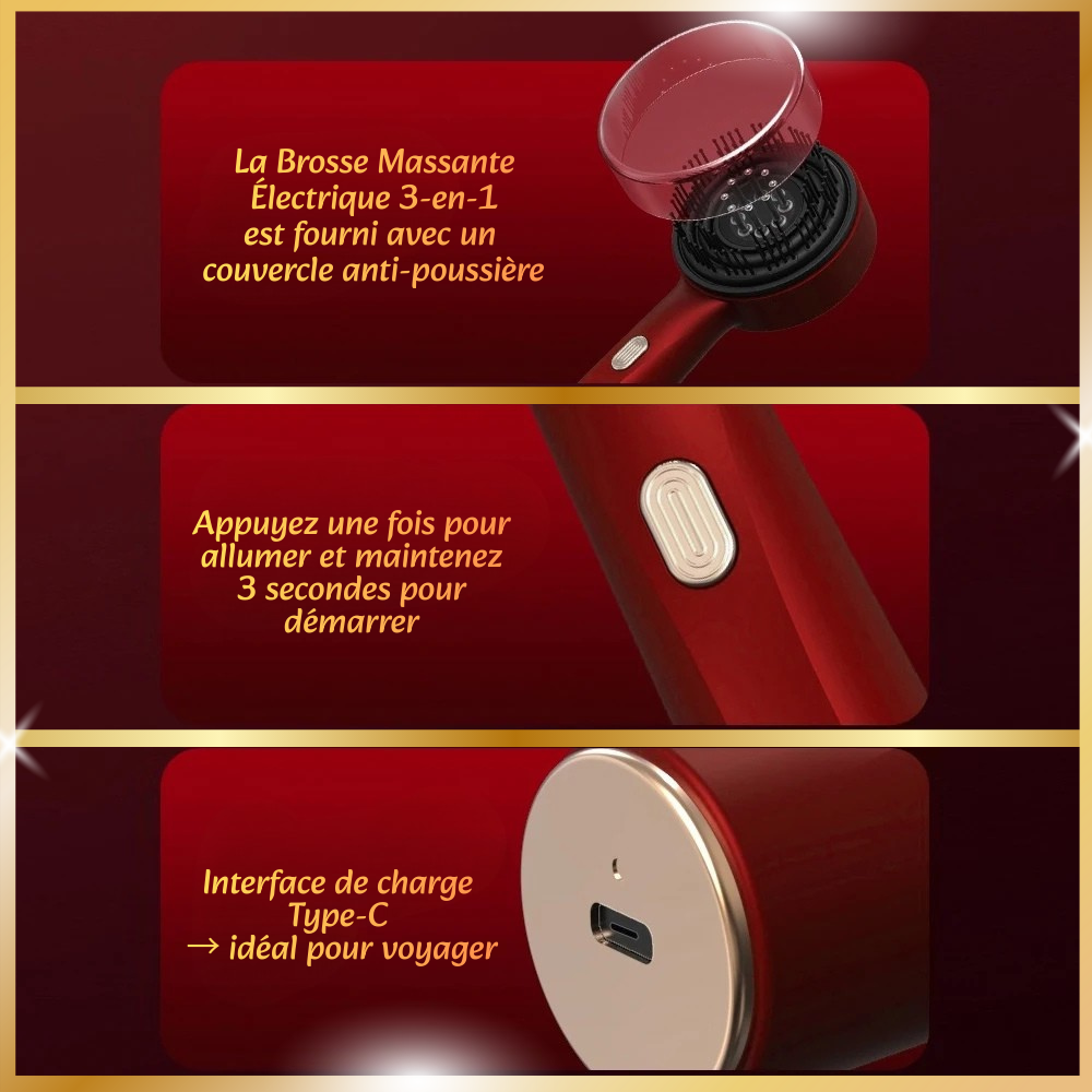 Brosse Massante Électrique 3-en-1